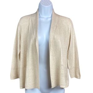 Karen Scott Petite Open Front Pointelle Knit Cardigan
